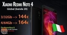 Codice Sconto – Redmi Note 4 Global (banda 20) 3/32Gb a 144€ su Honorbuy.it