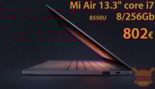 Afslagkode - Xiaomi Notebook Air 13.3 Core i7-8550U Weergawe 8/256Gb teen €802