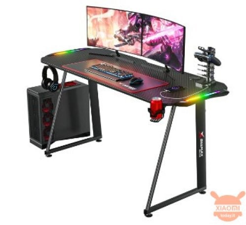 आरजीबी एलईडी के साथ हॉफफ्री गेमिंग डेस्क (140x60x75cm)